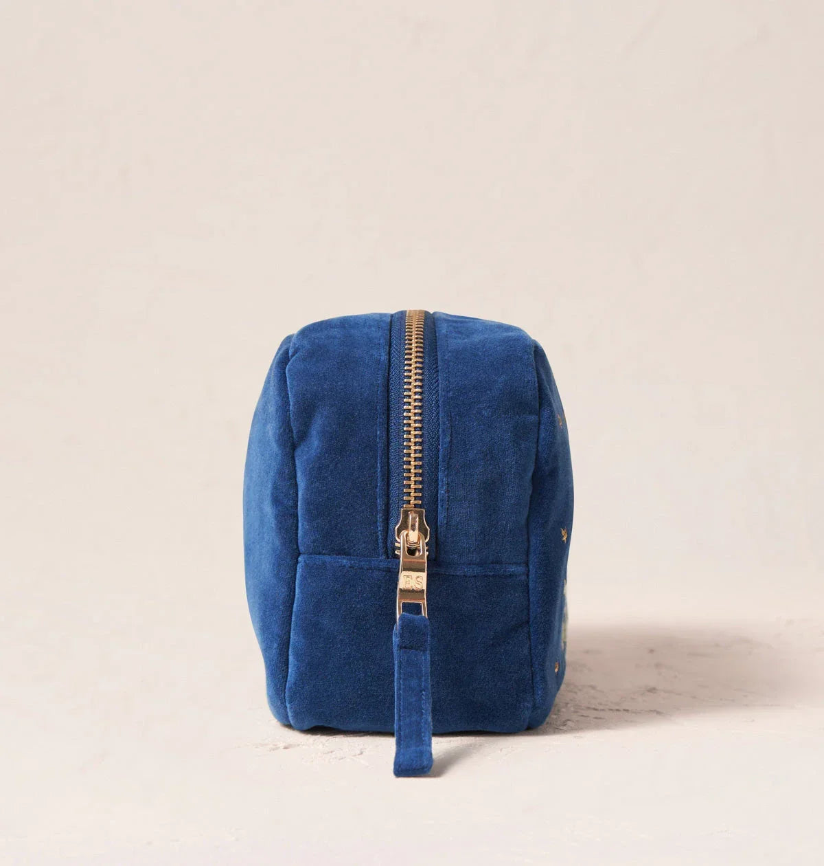 Elizabeth Scarlett Makeup Bag Baby Elephant Conservation Velvet Cobalt