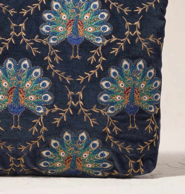 Elizabeth Scarlett Everyday Pouch Botanical Peacock Velvet Indigo