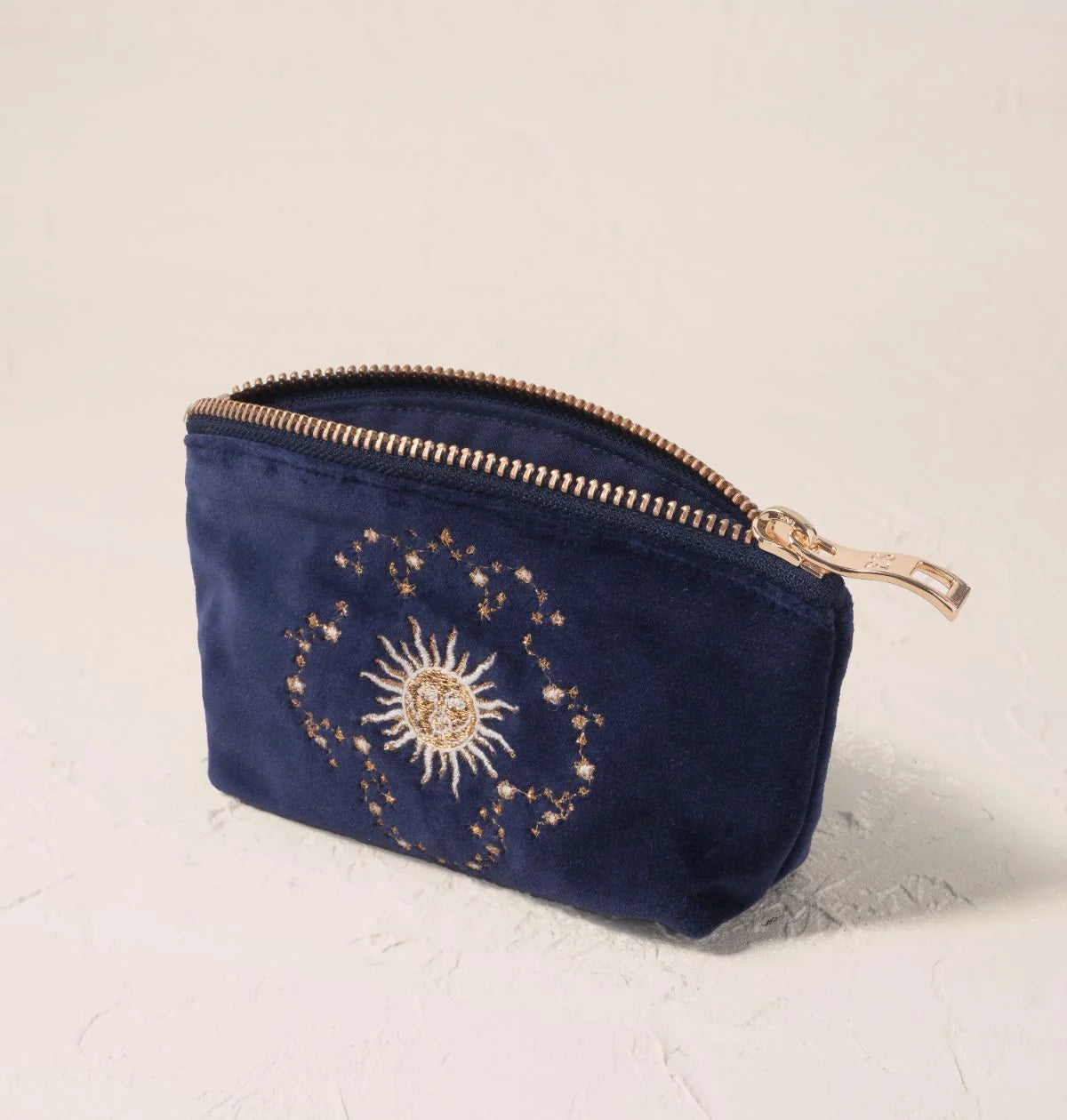 Elizabeth Scarlett Coin Purse Celestial Sun & Moon Velvet Navy