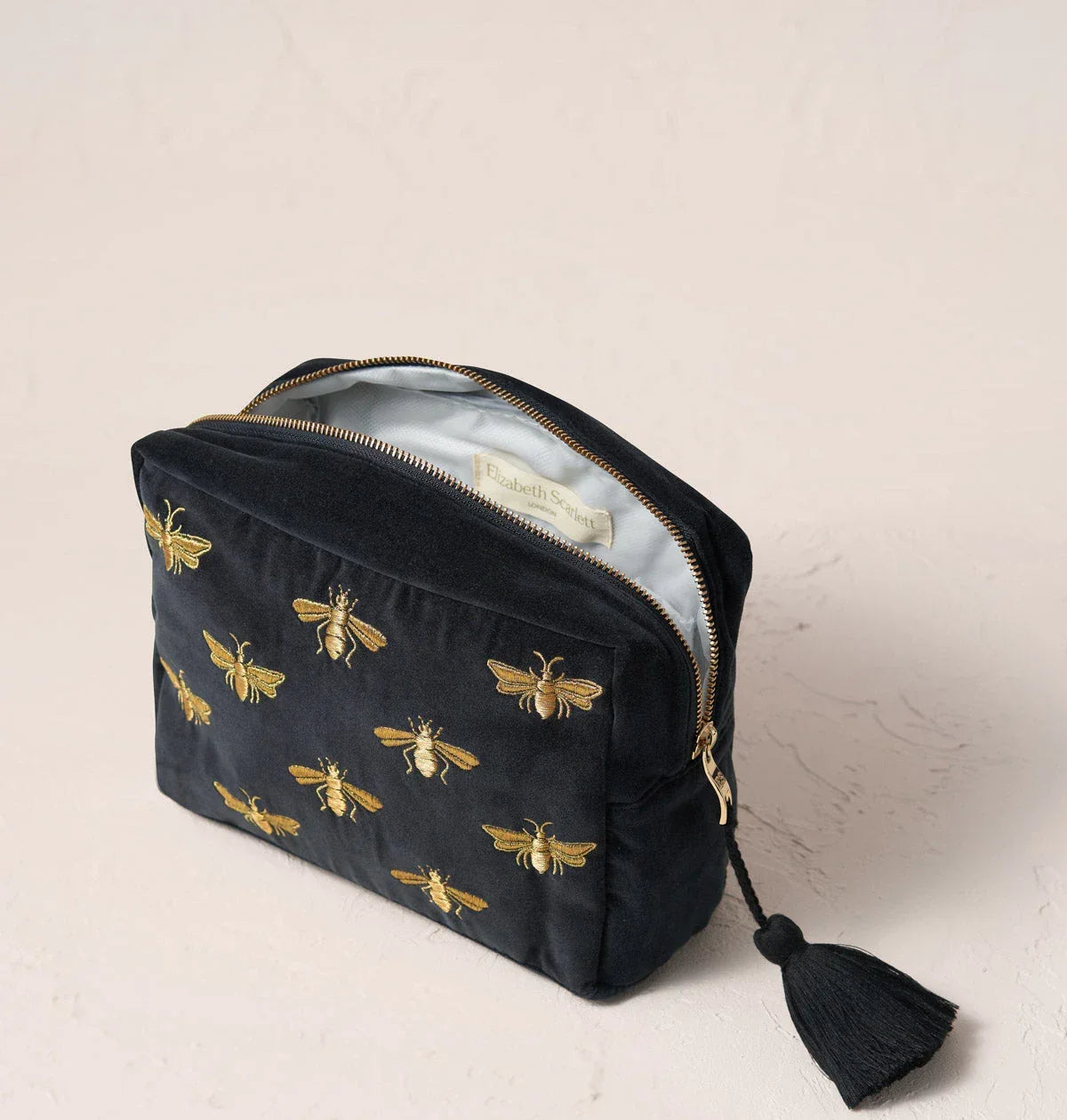 Elizabeth Scarlett Wash Bag Honey Bee Velvet Charcoal