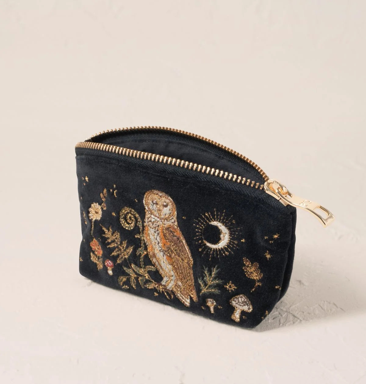 Elizabeth Scarlett Coin Purse Mystical Owl Velvet Charcoal