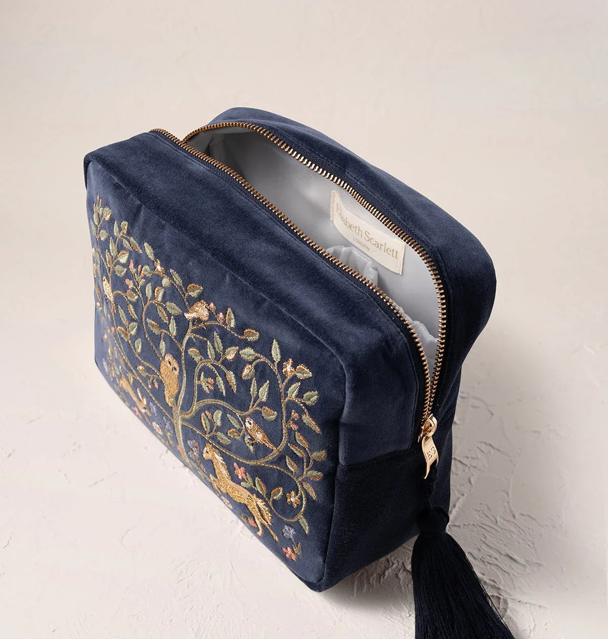 Elizabeth Scarlett Wash Bag Tree of Life Velvet Indigo