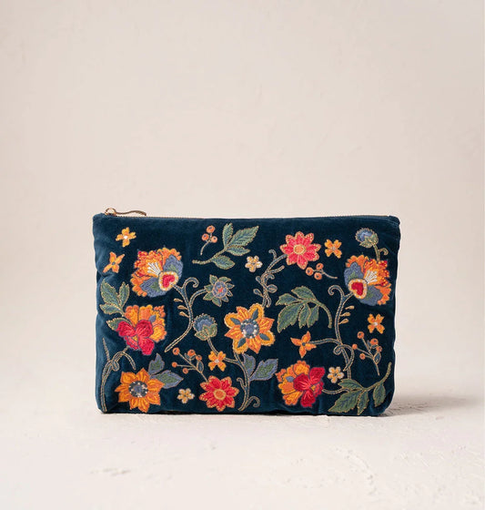 Elizabeth Scarlett Everyday Pouch Botanical Garden Velvet Ink Blue