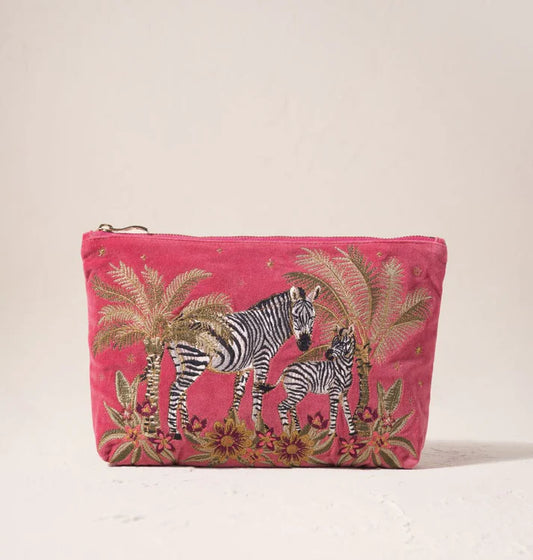 Elizabeth Scarlett Everyday Pouch Botanical Zebra Velvet Peony