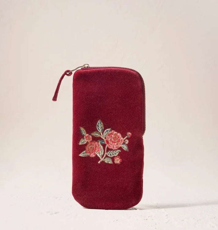 Elizabeth Scarlett Glasses Case Camellia Romance - Velvet Cranberry