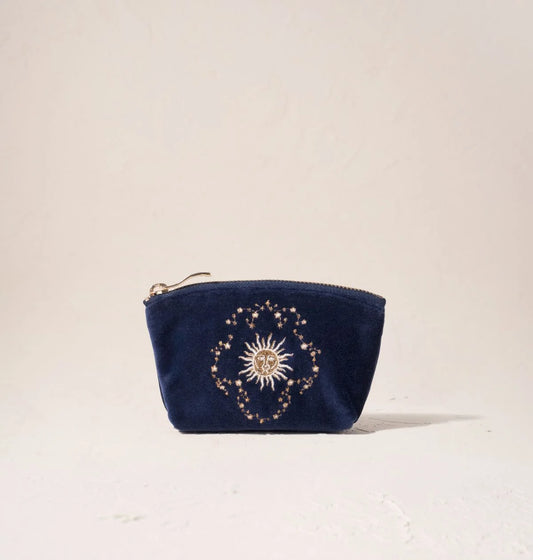Elizabeth Scarlett Coin Purse Celestial Sun & Moon Velvet Navy
