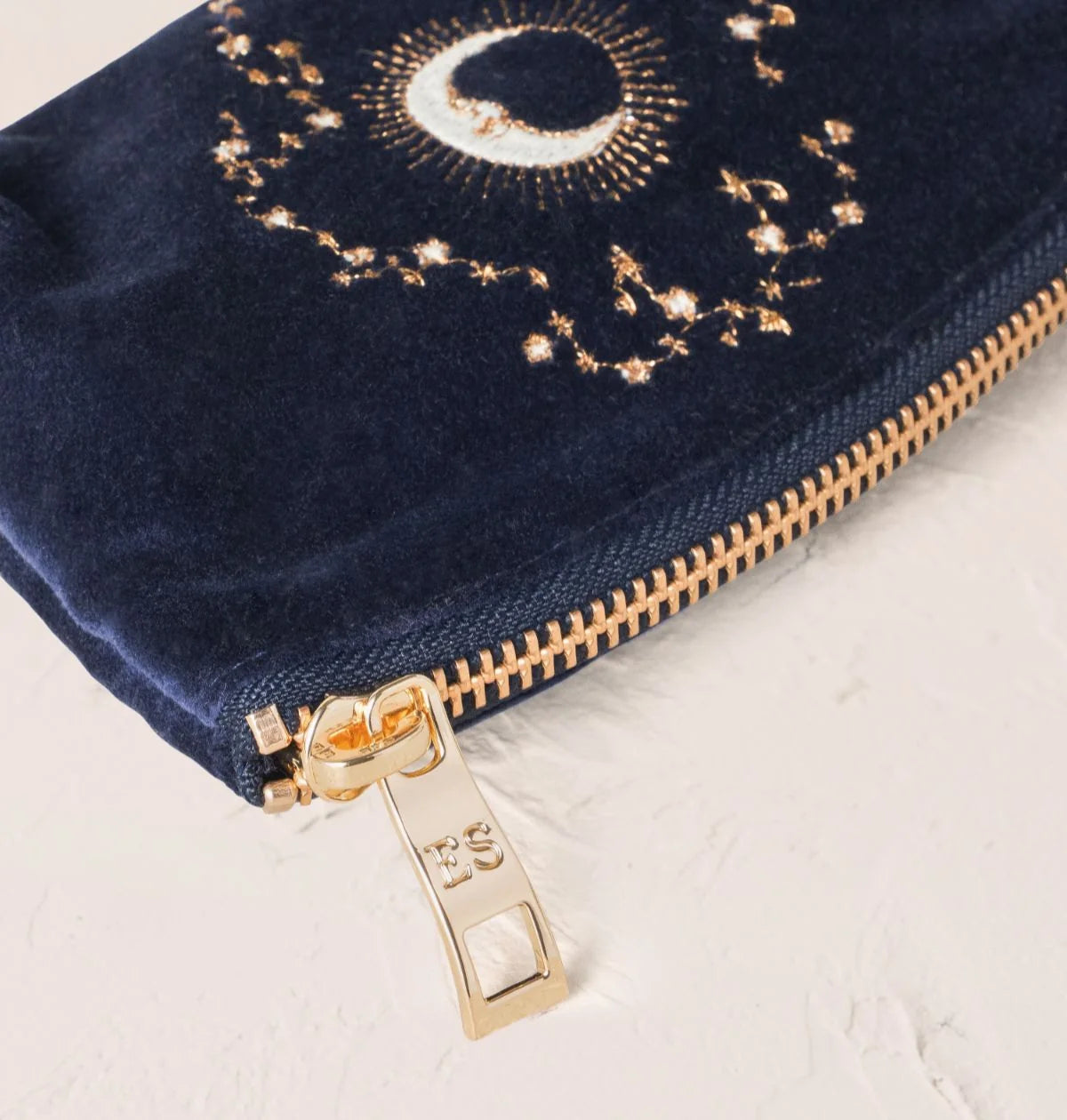 Elizabeth Scarlett Coin Purse Celestial Sun & Moon Velvet Navy