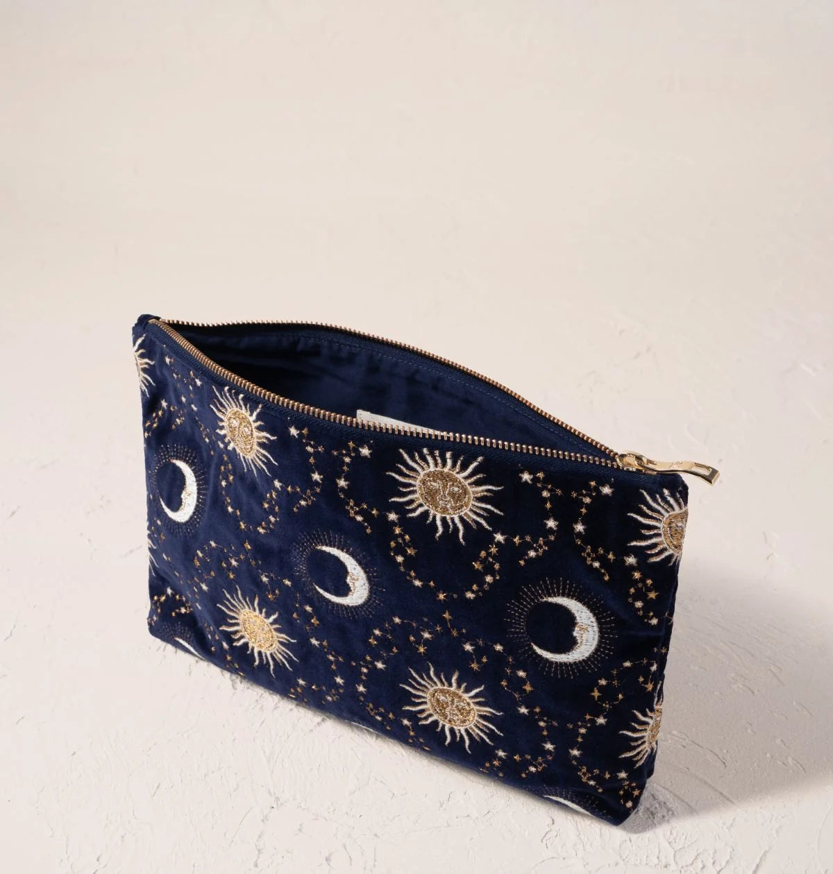 Elizabeth Scarlett Everyday Pouch Celestial Sun & Moon Velvet Navy