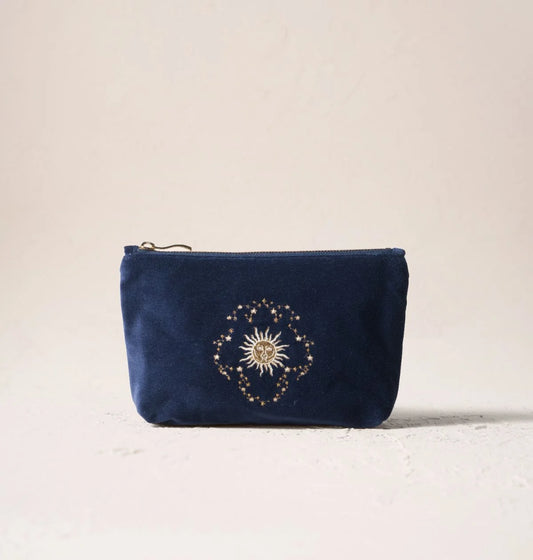 Elizabeth Scarlett Mini Pouch Celestial Sun & Moon Velvet Navy