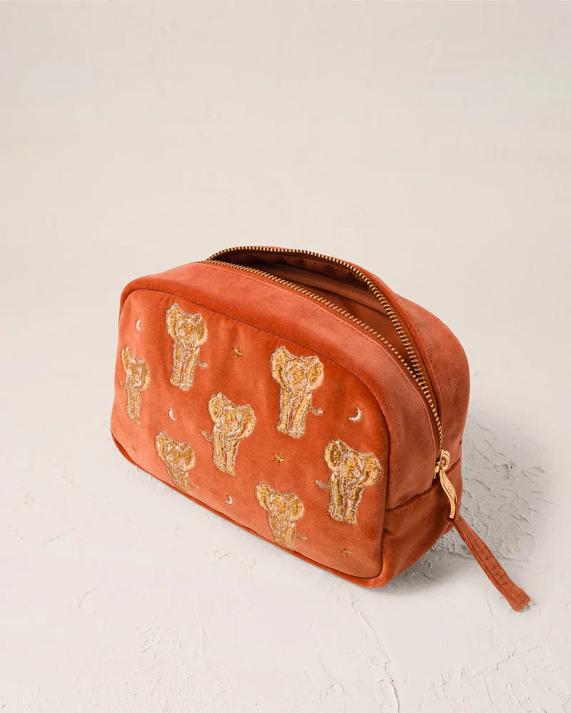 Elizabeth Scarlett Makeup Bag Golden Elephants