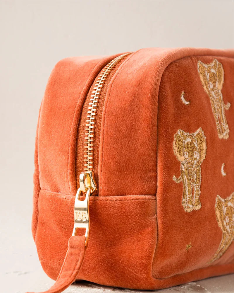 Elizabeth Scarlett Makeup Bag Golden Elephants