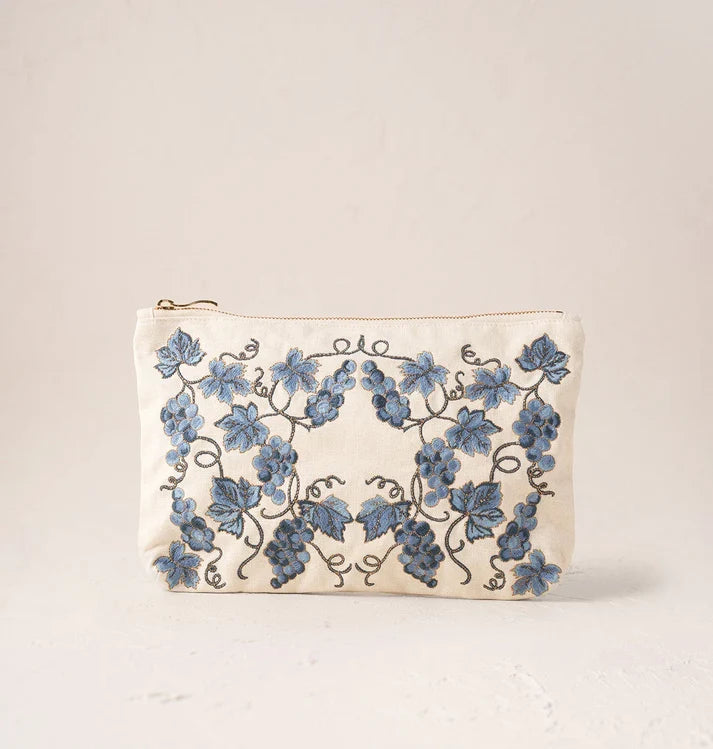 Elizabeth Scarlett Everyday Pouch Grapevine Canvas Cream