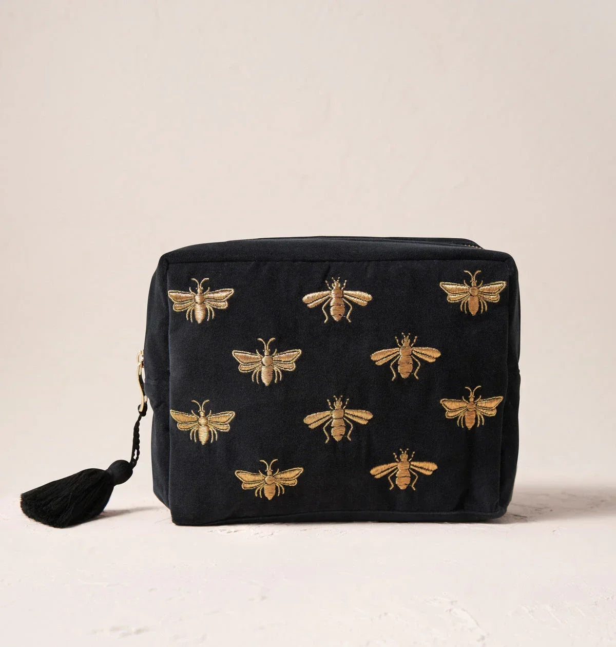 Elizabeth Scarlett Wash Bag Honey Bee Velvet Charcoal