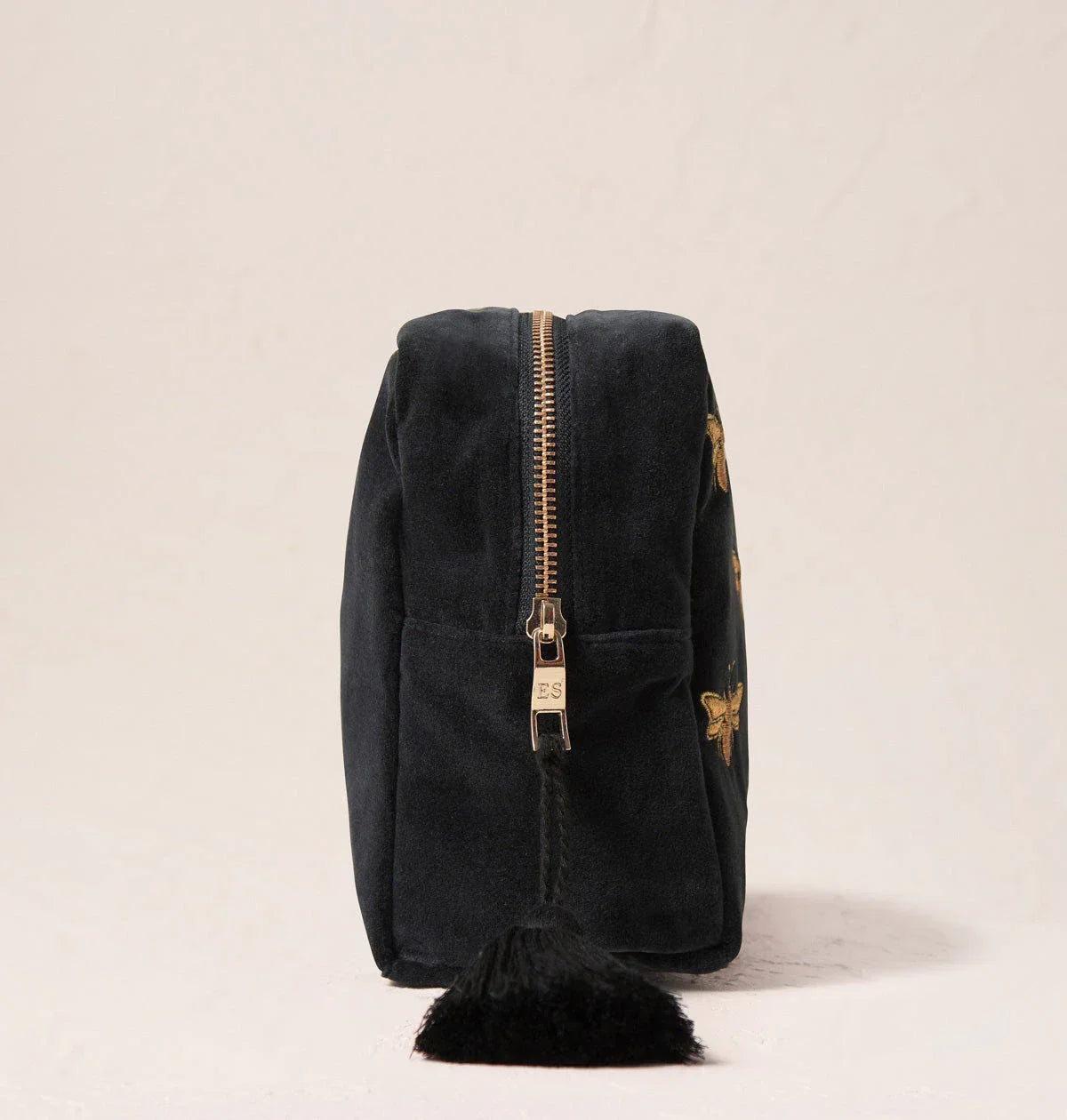 Elizabeth Scarlett Wash Bag Honey Bee Velvet Charcoal