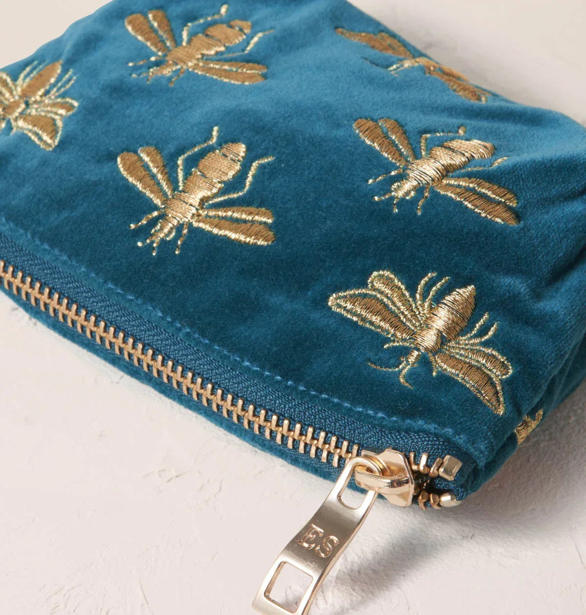 Elizabeth Scarlett Coin Purse Honey Bee Velvet Rich Blue
