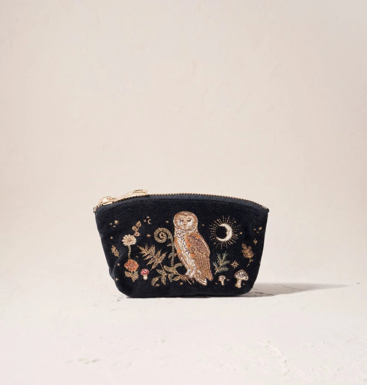 Elizabeth Scarlett Coin Purse Mystical Owl Velvet Charcoal