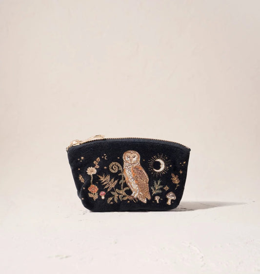 Elizabeth Scarlett Coin Purse Mystical Owl Velvet Charcoal