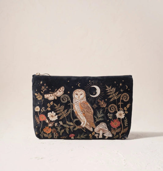 Elizabeth Scarlett Everyday Pouch Mystical Owl Velvet Charcoal