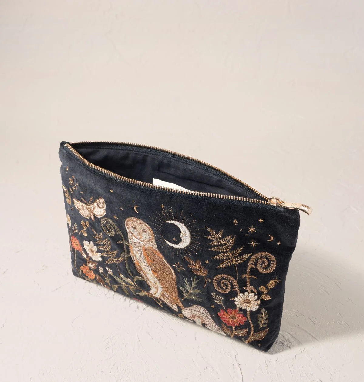 Elizabeth Scarlett Everyday Pouch Mystical Owl Velvet Charcoal