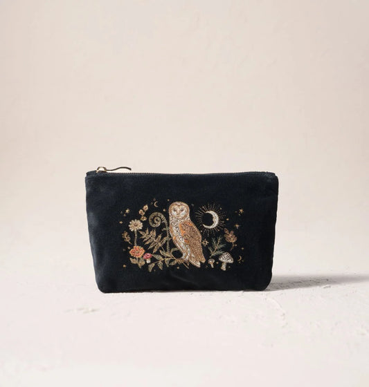 Elizabeth Scarlett Mini Pouch Mystical Owl Velvet Charcoal