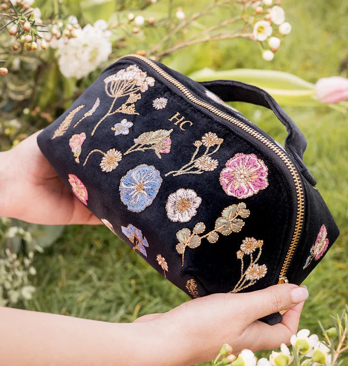 Elizabeth Scarlett Open Flat Makeup Bag Pressed Flowers