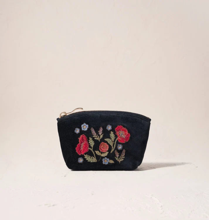 Elizabeth Scarlett Coin Purse Poppy Meadow Velvet Charcoal