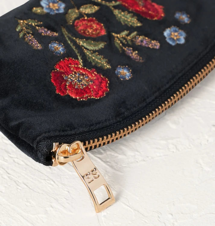 Elizabeth Scarlett Coin Purse Poppy Meadow Velvet Charcoal
