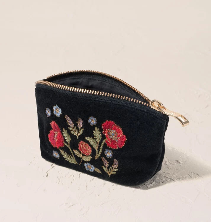 Elizabeth Scarlett Coin Purse Poppy Meadow Velvet Charcoal
