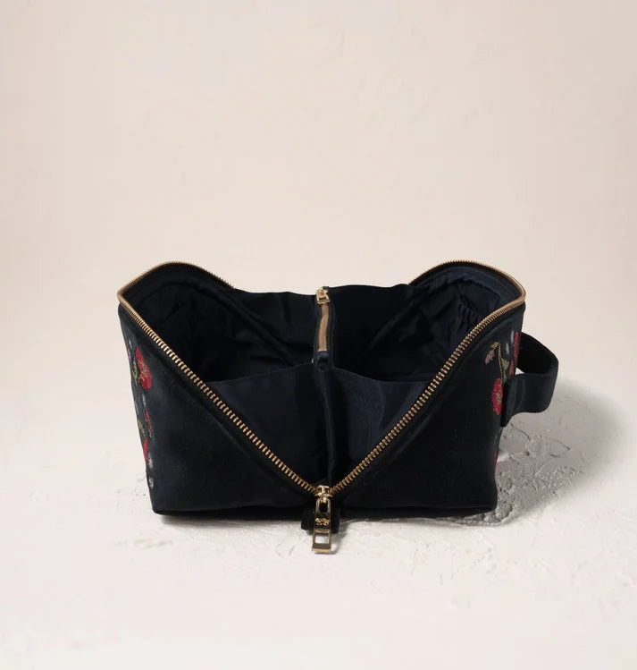 Elizabeth Scarlett Open Flat Makeup Bag Poppy Meadow - Velvet Charcoal