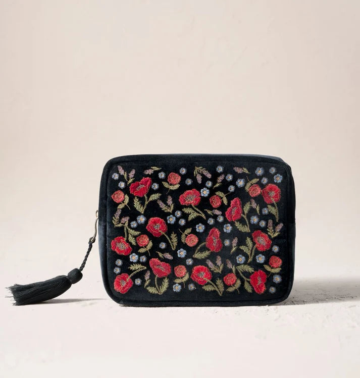 Elizabeth Scarlett Wash Bag Poppy Meadow - Velvet Charcoal