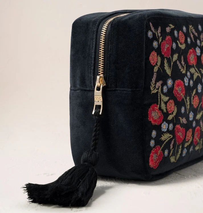 Elizabeth Scarlett Wash Bag Poppy Meadow - Velvet Charcoal