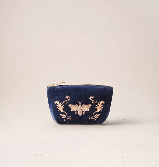 ELS Coin Purse Provencal Bee Velvet Navy
