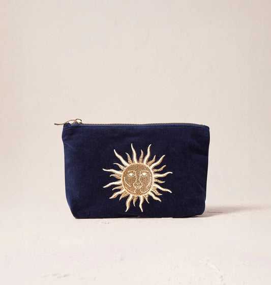 Elizabeth Scarlett Mini Pouch Sun Goddess Velvet Navy