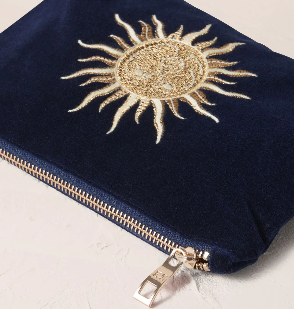 Elizabeth Scarlett Mini Pouch Sun Goddess Velvet Navy