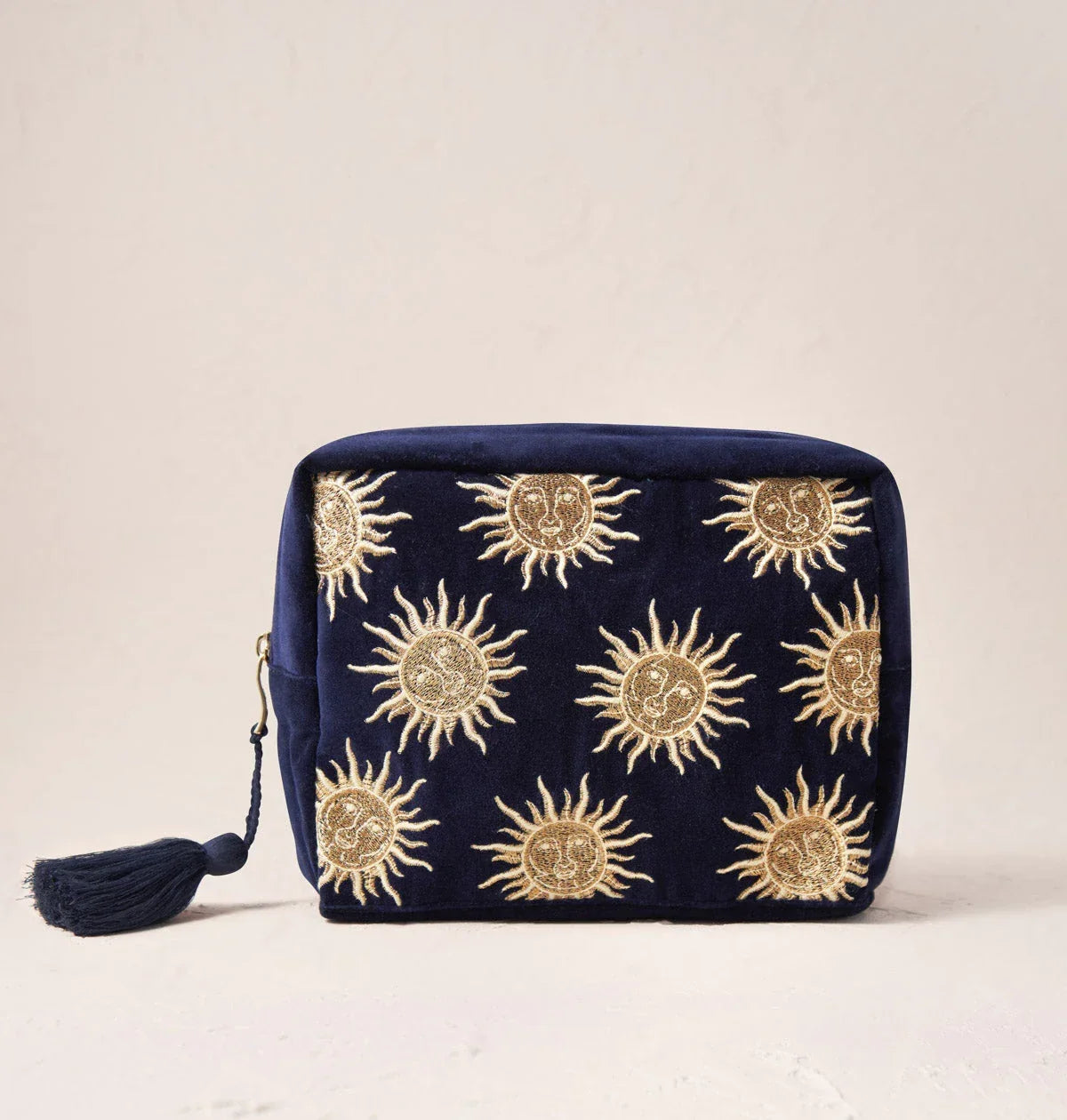 Elizabeth Scarlett Wash Bag Sun Goddess Velvet Navy