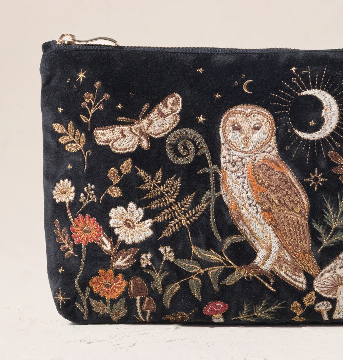 Elizabeth Scarlett Everyday Pouch Mystical Owl Velvet Charcoal